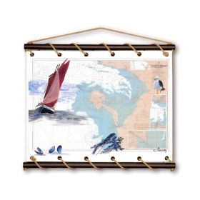 Toile tendue coton carte marine peinte - En vue de Noirmoutier