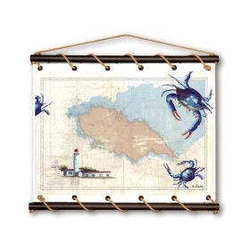 Toile tendue coton carte marine peinte - Pince mi et pince moi à l'Île d'Yeu