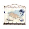Toile tendue coton carte marine peinte - Pince mi et pince moi à l'Île d'Yeu
