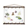 Toile tendue coton carte marine peinte - Iles de la Réunion