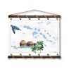 Toile tendue coton carte marine peinte - Rêves de Polynésie