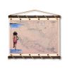 Toile tendue coton carte marine peinte - Jeux de plage à la Tranche sur mer