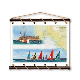 Toile tendue coton carte marine peinte - Départ de course aux Sables d'Olonne