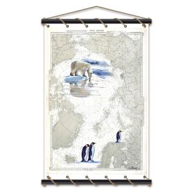 Toile tendue coton carte marine peinte - Grand nord Arctique