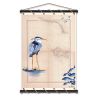 Toile tendue coton carte marine peinte - Héron de l'île de Ré
