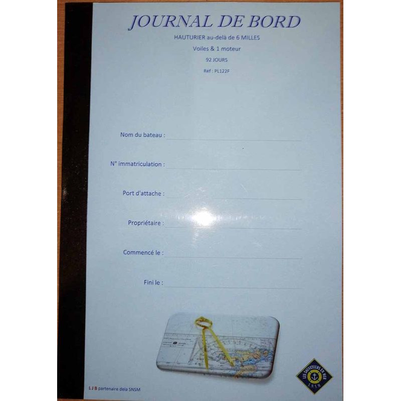 LJB - Journal de bord Hauturier Voiles & 1 Moteur - 92 jours - A4