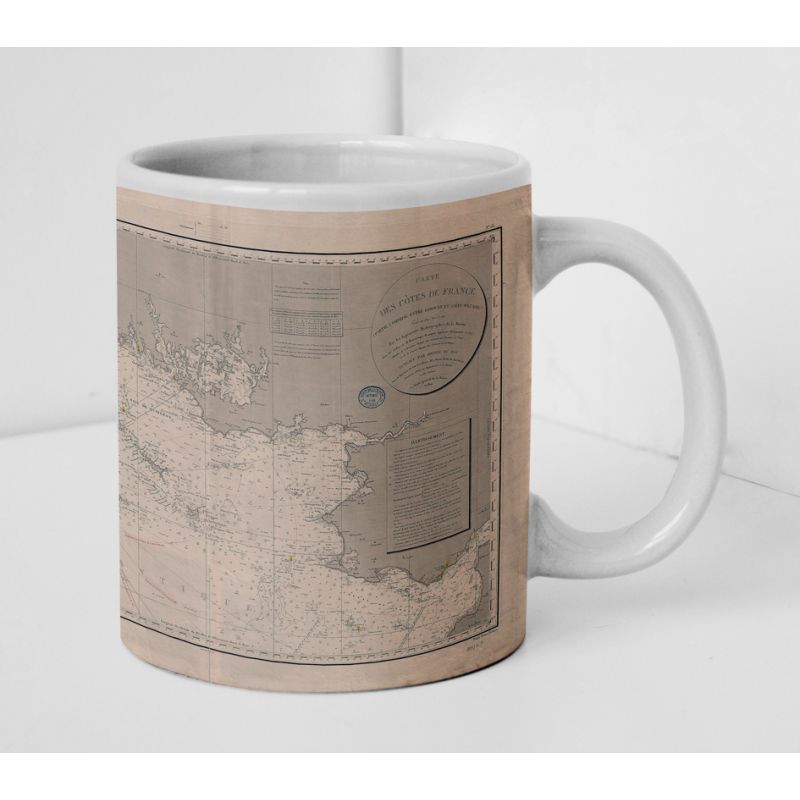 Mug carte marine ancienne - 131 - LORIENT, SAINT, NAZAIRE - FRANCE (Côte Ouest) - ATLANTIQUE - (1829 - ?)