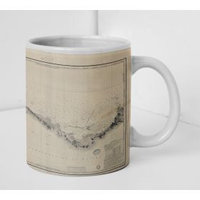 Mug old nautical chart - 845 - CHERBOURG (Abords), LEVI (Cap), VAUVILLE (Anse) - FRANCE (Côte Nord) - ATLANTIQUE, MA