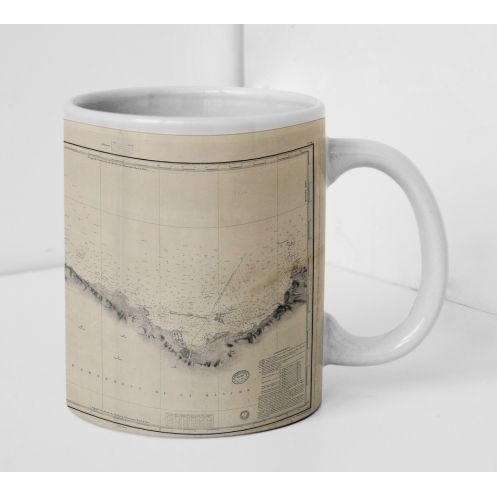 Mug carte marine ancienne - 845 - CHERBOURG (Abords), LEVI (Cap), VAUVILLE (Anse) - FRANCE (Côte Nord) - ATLANTIQUE, MA