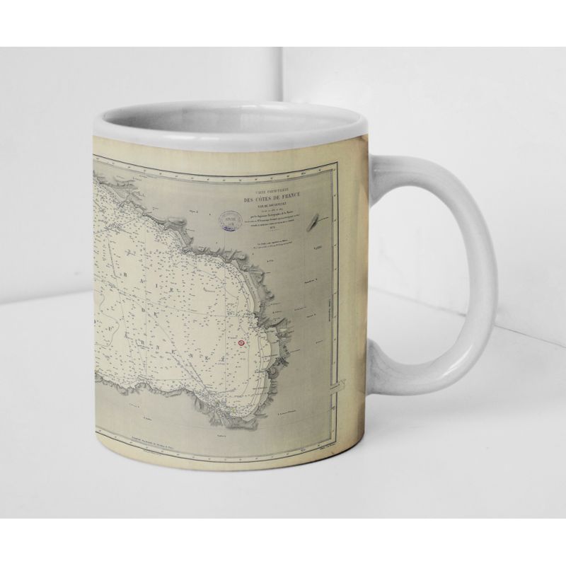 Mug old nautical chart - 3507 - DOUARNENEZ (Baie) - FRANCE (Côte Ouest) - ATLANTIQUE - (1876 - 1909)
