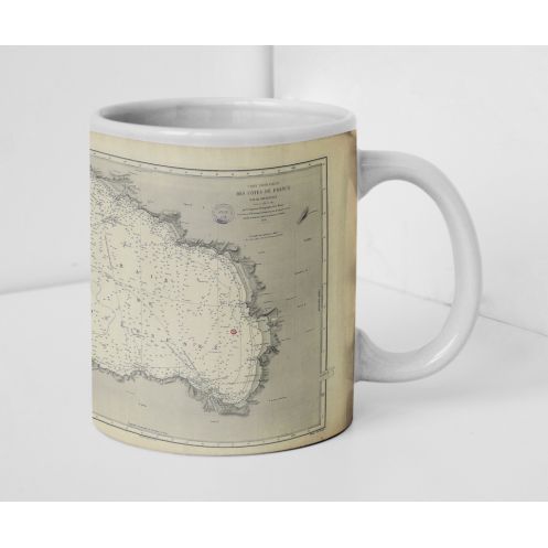 Mug old nautical chart - 3507 - DOUARNENEZ (Baie) - FRANCE (Côte Ouest) - ATLANTIQUE - (1876 - 1909)