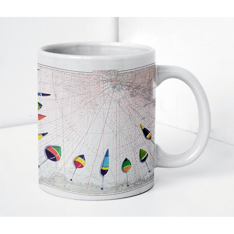 Mug painted nautical chart - Bouchons dans le Golfe de Gascogne