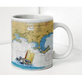 Mug painted nautical chart - Cap sur Porquerolles