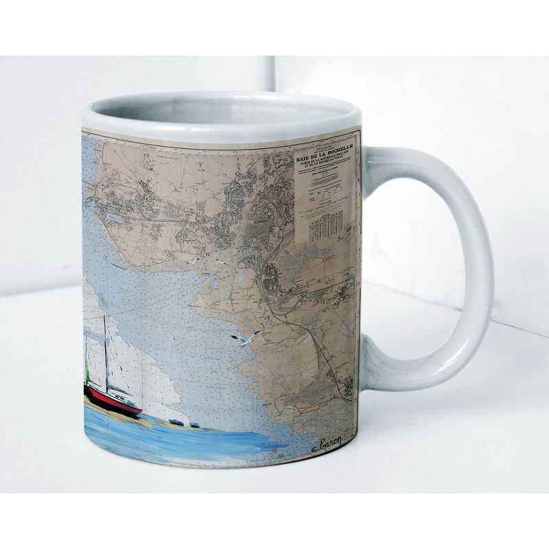 Mug painted nautical chart - Echouage à la Rochelle
