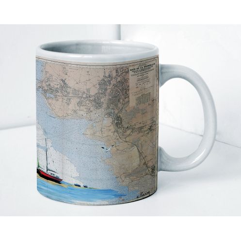 Mug painted nautical chart - Echouage à la Rochelle