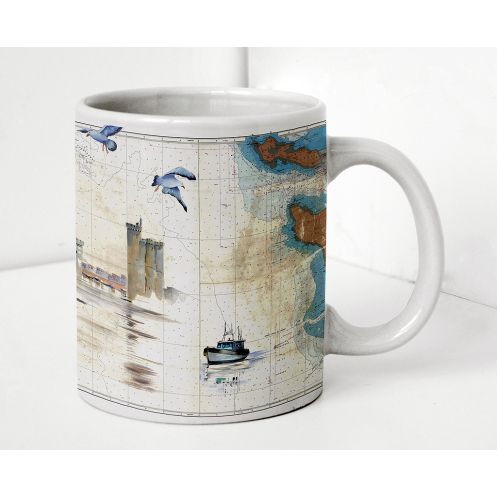 Mug painted nautical chart - Tours de la Rochelle
