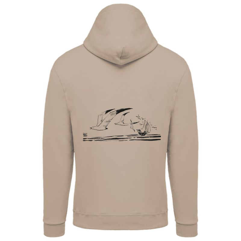 Sweat-shirt Corto Maltese - Mouettes - écru - à capuche