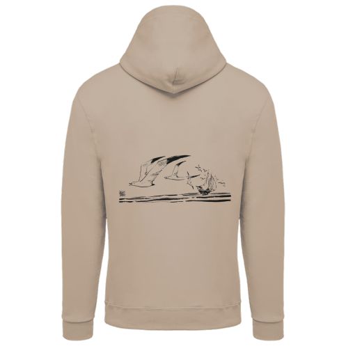 Sweat-shirt Corto Maltese - Mouettes - écru - à capuche