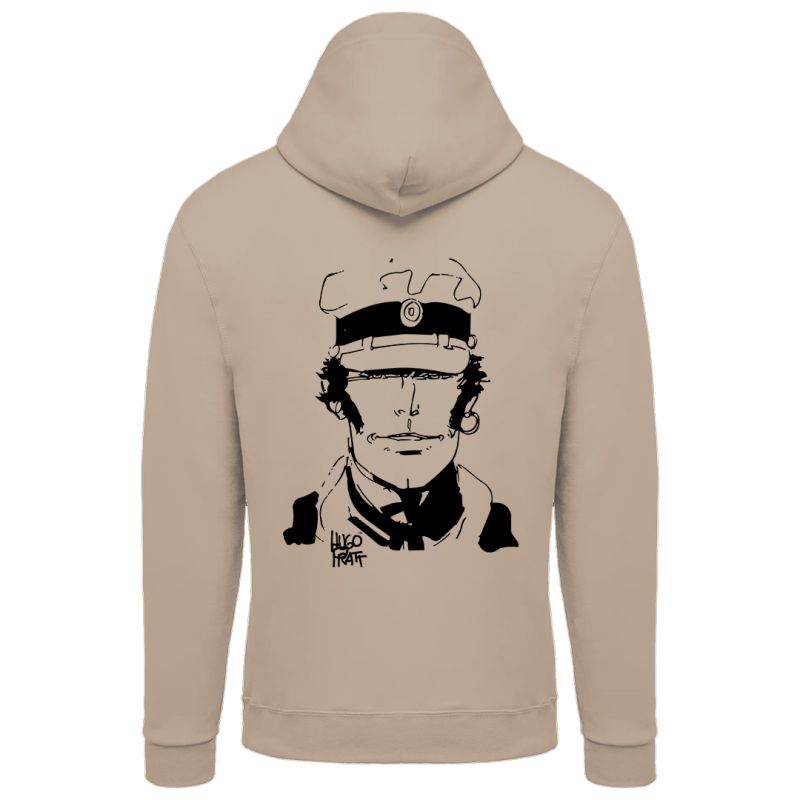Sweat-shirt Corto Maltese - Visage - écru - à capuche