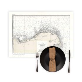 Set de table carte marine ancienne - 846 - BARFLEUR (Abords), QUERQUEVILLE, SAINT VAAST LA HOUGUE - FRANCE (Côte Nord) - ATLANTI