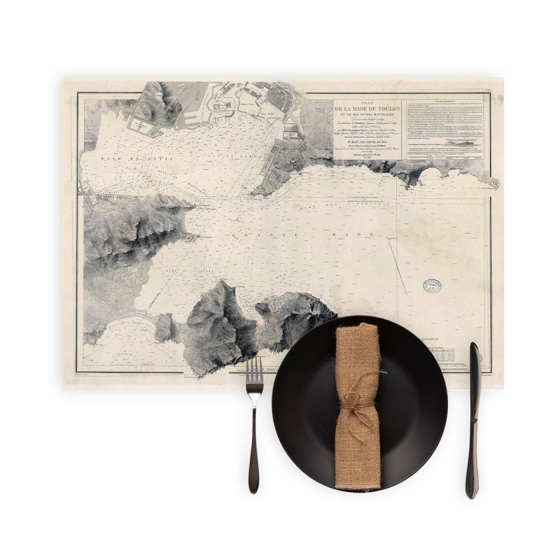 Set de table carte marine ancienne - 952 - TOULON (Rade) - FRANCE (Côte Sud) - MEDITERRANEE - (1842 - 1902)