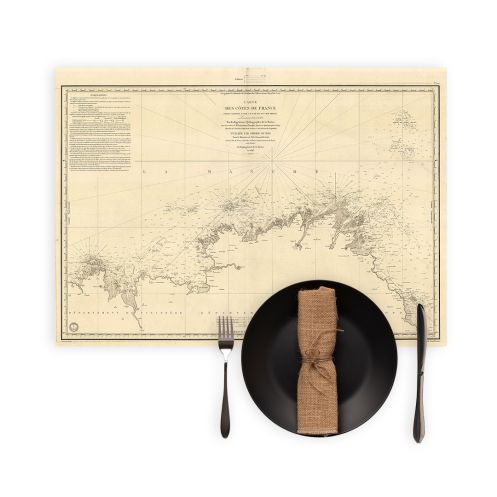 Set de table carte marine ancienne - 970 - BREHAT (île), BATZ (île) - FRANCE (Côte Nord) - ATLANTIQUE, MANCHE - (1843 - 1985)