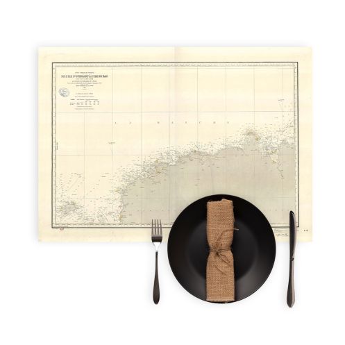 Set de table carte marine ancienne - 971 - BATZ (île), OUESSANT (île) - FRANCE (Côte Nord) - ATLANTIQUE, MANCHE - (1843 - 1953)