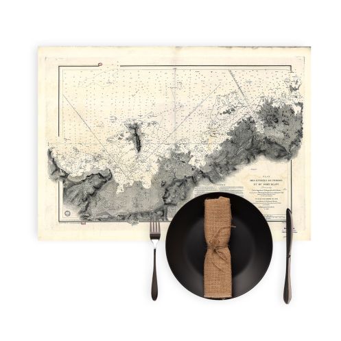 Set de table carte marine ancienne - 974 - PORT BLANC, PERROS (Anse) - FRANCE (Côte Nord) - ATLANTIQUE, MANCHE - (1843 - 1995)