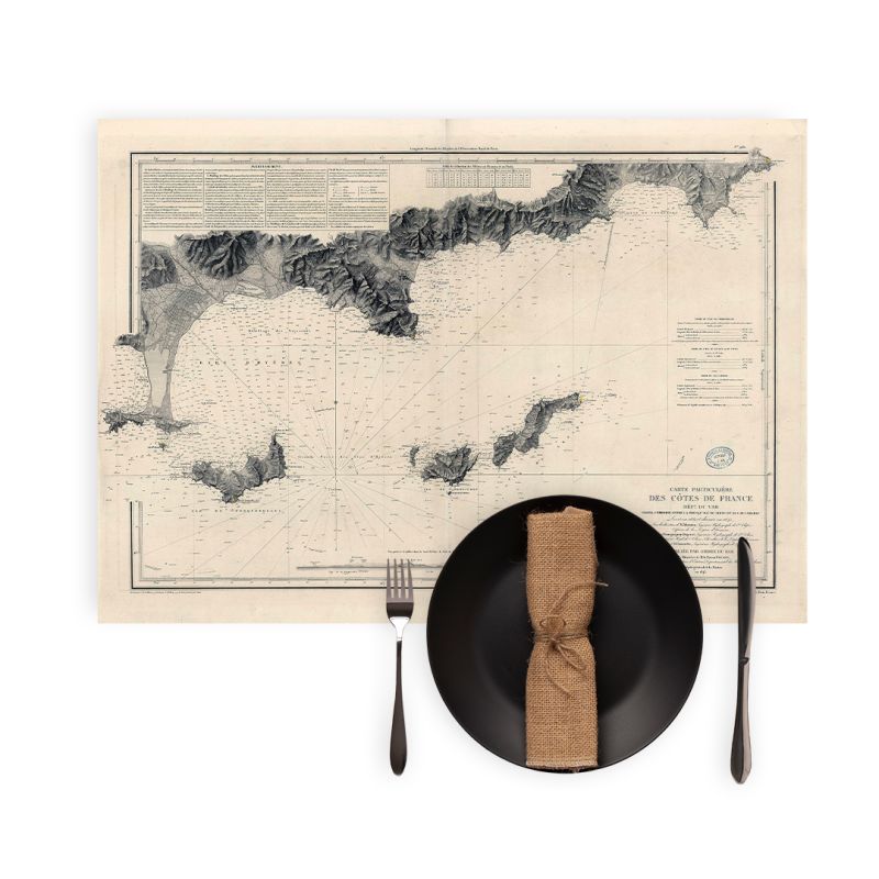Set de table carte marine ancienne - 980 - CAMARAT (Cap), GIENS (Presqu'île) - FRANCE (Côte Sud) - MEDITERRANEE - (1843 - 1912)