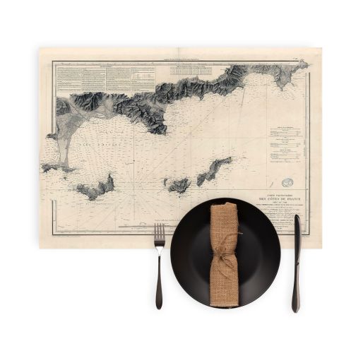 Set de table carte marine ancienne - 980 - CAMARAT (Cap), GIENS (Presqu'île) - FRANCE (Côte Sud) - MEDITERRANEE - (1843 - 1912)
