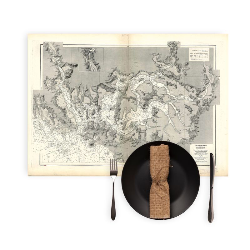 Set de table carte marine ancienne - 3165 - MORBIHAN (Golfe) - FRANCE (Côte Ouest) - ATLANTIQUE - (1872 - ?)