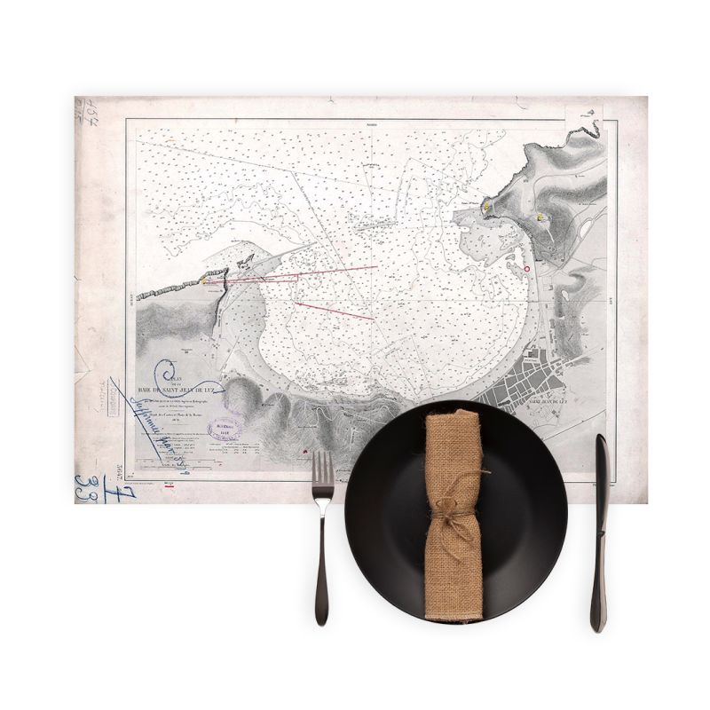 Set de table carte marine ancienne - 3647 - GASCOGNE (Golfe), SAINT-JEAN-DE-LUZ (Baie) - FRANCE (Côte Ouest) - ATLANTIQUE - (187