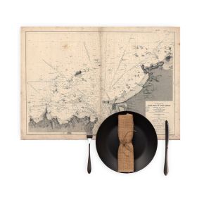 Set de table carte marine ancienne - 4583 - SAINT-MALO (Port), SAINT-SERVAN (Port), RANCE (Embouchure) - FRANCE (Côte Nord) - AT