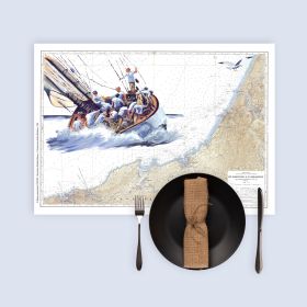 Set de table carte marine peinte - A la gite sur la côte Basque