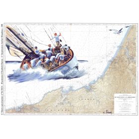 Set de table carte marine peinte - A la gite sur la côte Basque