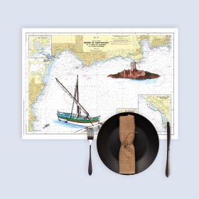 Set de table carte marine peinte - Abords de Saint Raphaël