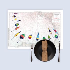 Set de table carte marine peinte - Bouchons dans le Golfe de Gascogne