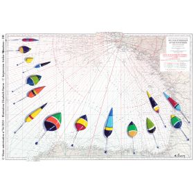 Set de table carte marine peinte - Bouchons dans le Golfe de Gascogne