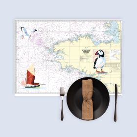 Set de table carte marine peinte - Bretagne