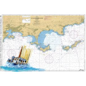 Set de table carte marine peinte - Cap sur Porquerolles