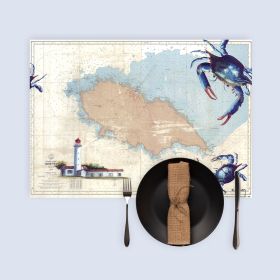 Set de table carte marine peinte - Pince mi et pince moi à l'Île d'Yeu