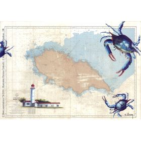 Set de table carte marine peinte - Pince mi et pince moi à l'Île d'Yeu