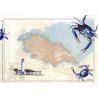 Set de table carte marine peinte - Pince mi et pince moi à l'Île d'Yeu