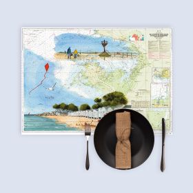 Set de table carte marine peinte - Promenade à Noirmoutier