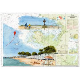 Set de table carte marine peinte - Promenade à Noirmoutier