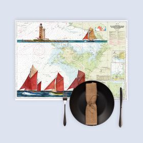 Set de table carte marine peinte - Régate de vieux gréements à Noirmoutier
