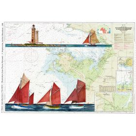 Set de table carte marine peinte - Régate de vieux gréements à Noirmoutier