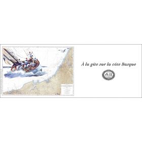 Mug painted nautical chart - A la gite sur la côte Basque