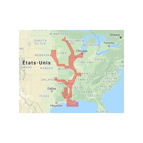 C-map M-NA-D038-MS US rivers: Ms, Red, ArR, Ouachita, Il, Mo