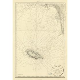 Reproduction carte marine ancienne - 147 - ILE d'YEU - FRANCE (Côte Ouest) - ATLANTIQUE - (1828 - ?)